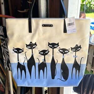 Kate Spade ♠️ Jazz things up cool Cat 🐈‍⬛ Tote NWT